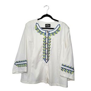 Bob Mackie Wearable Art White Embroidered Tunic